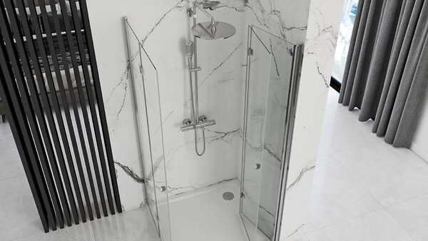 Rea Fold N2, cabină de duș cu ușă rabatabilă 70 (uşă) x 70 (uşă), sticlă transparentă de 6 mm, profil cromat, REA-K1950