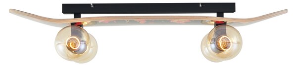 Lampă de perete neagră cu roșu 80cm - Skateboard