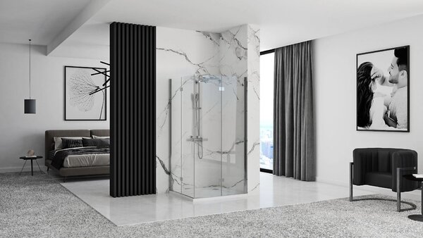 Rea Fold N2, cabină de duș cu ușă rabatabilă 70 (uşă) x 70 (uşă), sticlă transparentă de 6 mm, profil cromat, REA-K1950