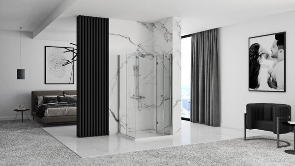 Rea Fold N2, cabină de duș cu ușă rabatabilă 70 (uşă) x 70 (uşă), sticlă transparentă de 6 mm, profil cromat, REA-K1950