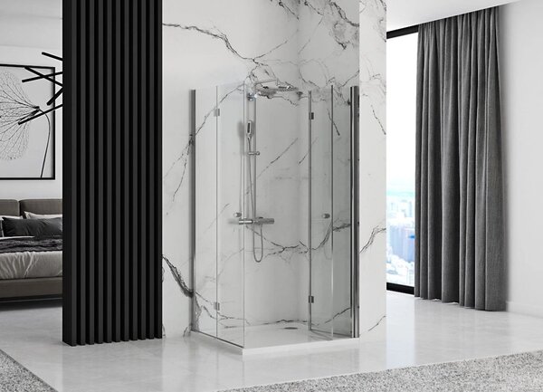 Rea Fold N2, cabină de duș cu ușă rabatabilă 70 (uşă) x 70 (uşă), sticlă transparentă de 6 mm, profil cromat, REA-K1950