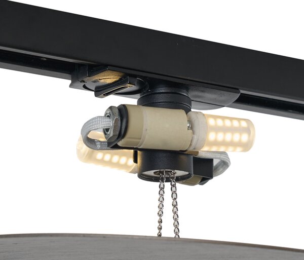 Lampă de tavan modernă gunmetal pentru sistem de iluminat pe șină monofazat cu 2 lumini - Iconic Pulley