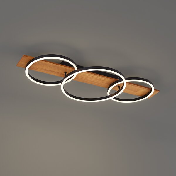 Plafonieră de design neagră rotundă cu LED inclus, cu 3 trepte de intensitate luminoasă - Nimue