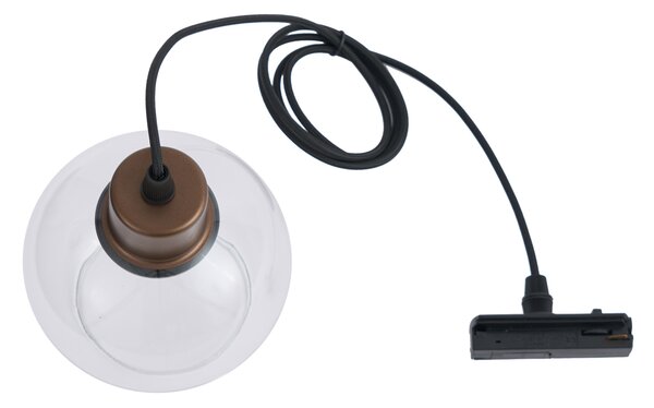 Lampă suspendată modernă bronz cu sticlă transparentă pentru sistem de șină monofazat - Iconic Lava