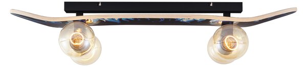 Lampă de perete neagră cu albastru 80cm - Skateboard