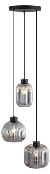 Lampă suspendată de design neagră cu sticlă fumurie cu 3 lumini - Ana