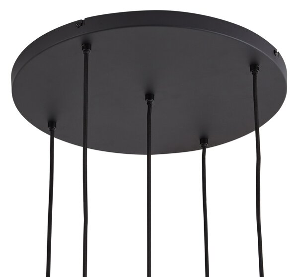 Lampă suspendată de design neagră cu sticlă fumurie cu 5 lumini - Ana