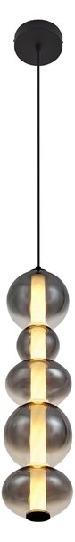Lampă suspendată Art Deco neagră cu sticlă fumurie și transparentă 5 lumini incl. LED - Lizzy