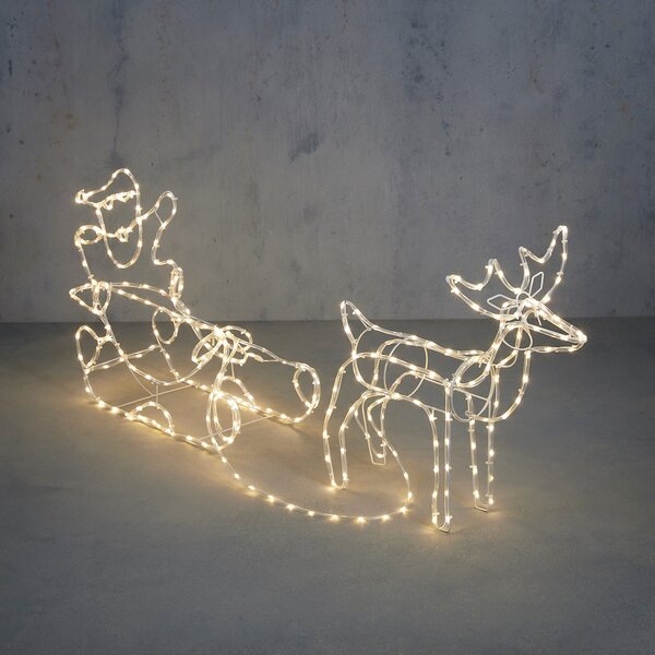 Lampă de podea de Crăciun Ren cu sanie 176cm Incl. LED cu temporizator IP44 - Sori