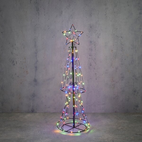 Lampă de podea de Crăciun Neagră Brad 150cm incl. LED RGB cu Timer IP44 - Ugoku