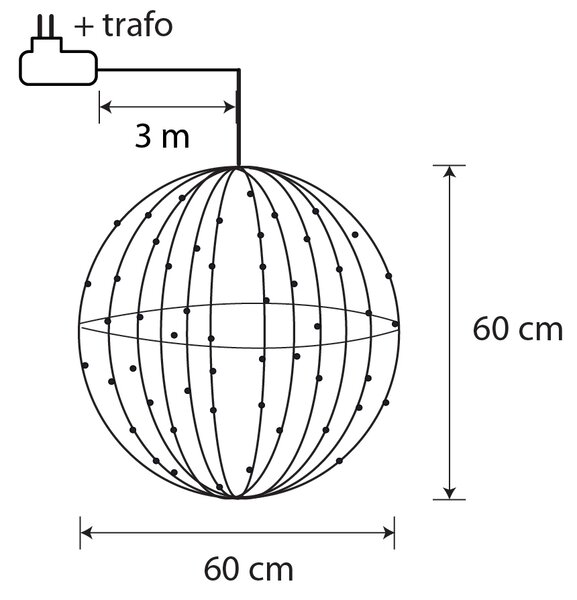 Lampă suspendată de Crăciun tip glob alb 60 cm, cu LED și timer IP44 - Nobi