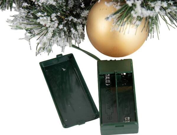 Coroniță de Crăciun albă cu auriu 45 cm, inclusiv LED cu temporizator - Jack