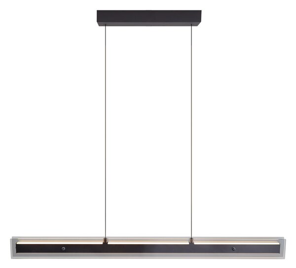 Lampă suspendată modernă neagră cu sticlă fumurie incl. LED Easylift - Catch