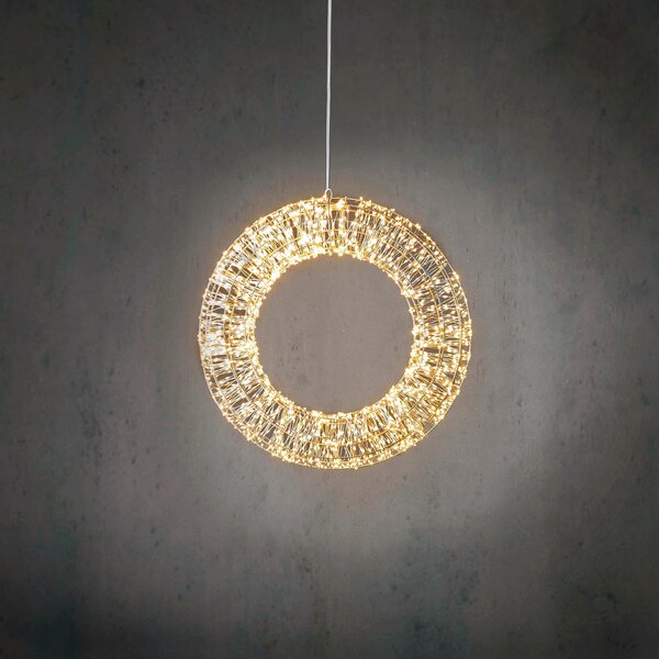 Lumină suspendată de Crăciun Coroniță Argintie 45cm incl. LED IP44 - Nawa