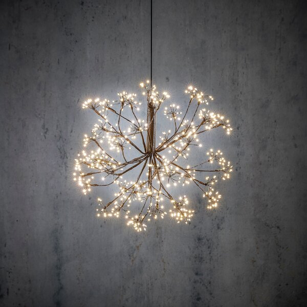 Lumină suspendată sferică de Crăciun neagră 40cm incl. LED cu temporizator IP44 - Nobu