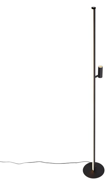 Lampă de podea de design neagră cu lampă de citire incluzând LED cu variator tactil - Throttle