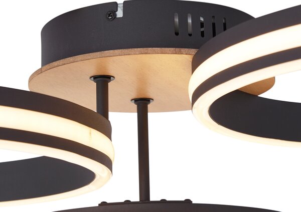 Plafonieră din lemn cu LED, cu dimmer în 3 trepte, cu 3 lumini - Navara