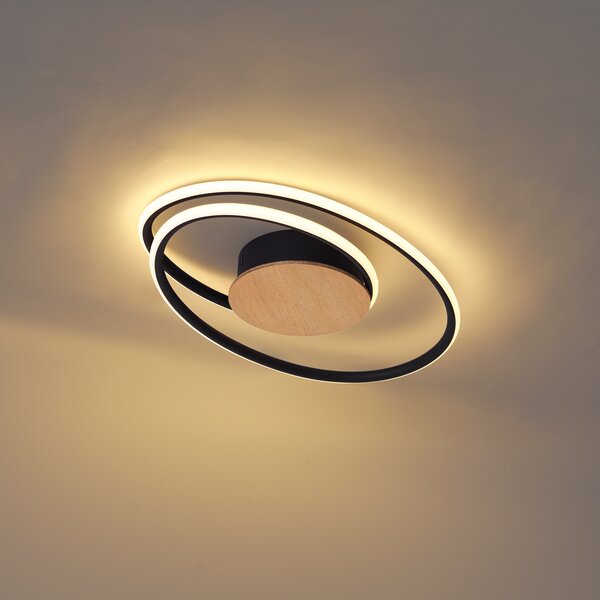 Plafonieră de design din lemn, cu LED, cu dimmer în 3 trepte - Rowan