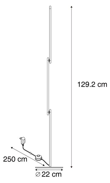 Lampă de podea de design neagră incl. LED cu 3 trepte de intensitate luminoasă - Gate
