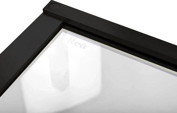 Rea Hugo Double, cabină de duș cu 2 aripi 80 (uşă) x 80 (uşă) x 200 cm, sticlă transparentă de 6 mm, profil negru, REA-K6600