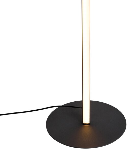 Lampă de podea de design neagră cu lampă de citire incluzând LED cu variator tactil - Throttle