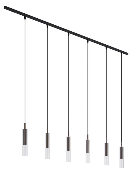 Sistem de iluminat pe șină modern negru cu 6 lămpi suspendate bronz închis monofazat - Slimline Loyce