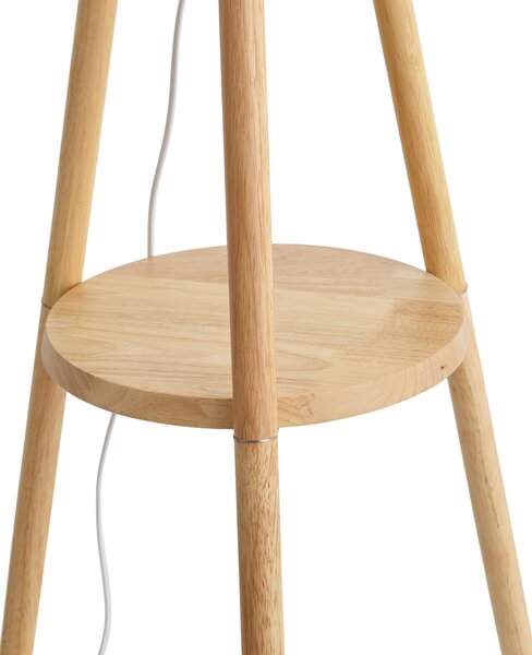 Lampă de podea scandinavă din lemn cu abajur din material textil alb - Lou