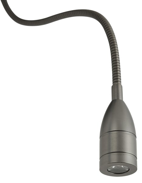 Lampă de perete modernă gunmetal cu abajur negru și braț de citire incl. LED - Bergamo