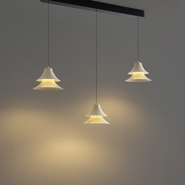 Lampă suspendată neagră cu bej, incl. LED, cu 3 trepte de intensitate luminoasă, cu 3 lumini Easylift - Witch
