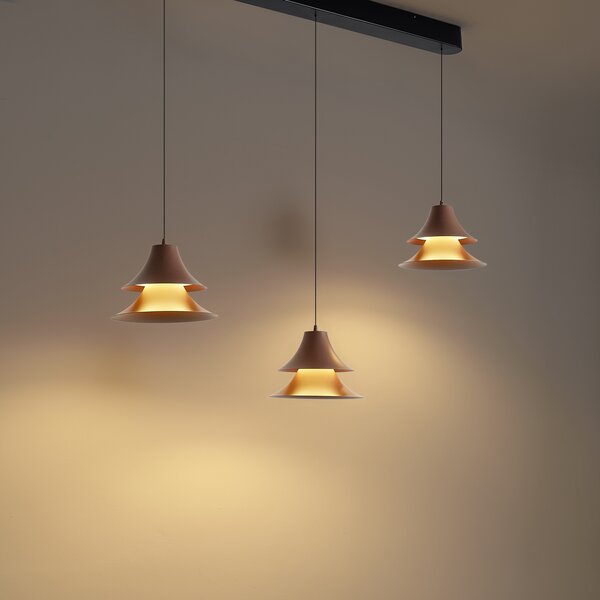 Lampă suspendată neagră cu mocha incl. LED cu 3 trepte de intensitate luminoasă 3 lumini Easylift - Witch