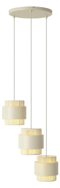 Lampă suspendată modernă bej cu frânghie cu 3 lumini - Kora
