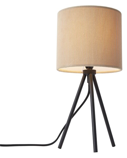 Lampă de masă modernă tip trepied, culoarea taupe, cu abajur de catifea - Luz