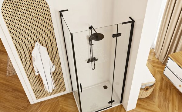 Rea Hugo, paravan de dus 80x200 cm, negru mat, REA-K6607