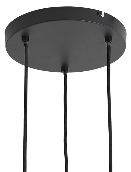 Lampă suspendată modernă neagră cu lemn și sticlă gri mat cu 3 lumini - Umbra