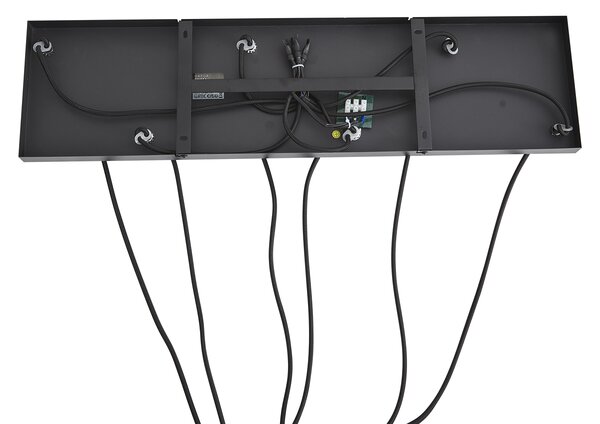 Lampă suspendată modernă neagră cu lemn și sticlă gri mat 6 lumini - Umbra