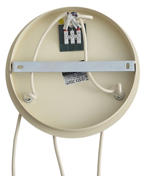 Lampă suspendată scandinavă bej cu sticlă albă rotundă cu 3 lumini - Wisp
