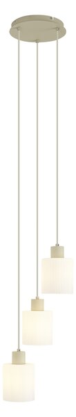 Lampă suspendată scandinavă bej cu sticlă albă rotundă cu 3 lumini - Wisp