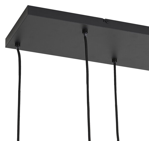 Lampă suspendată modernă neagră cu lemn și sticlă gri mat 6 lumini - Umbra