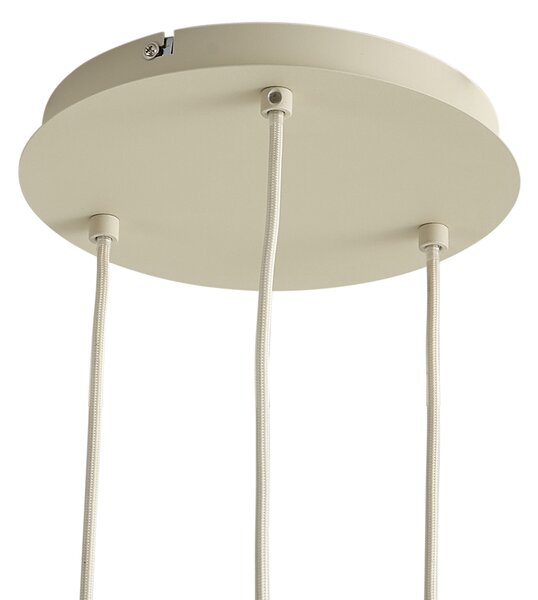Lampă suspendată scandinavă bej cu sticlă albă rotundă cu 3 lumini - Wisp