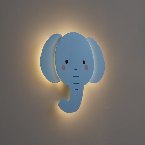Lampă de perete pentru copii albastră, incl. LED, cu 3 trepte de intensitate luminoasă - Ellie the Elephant