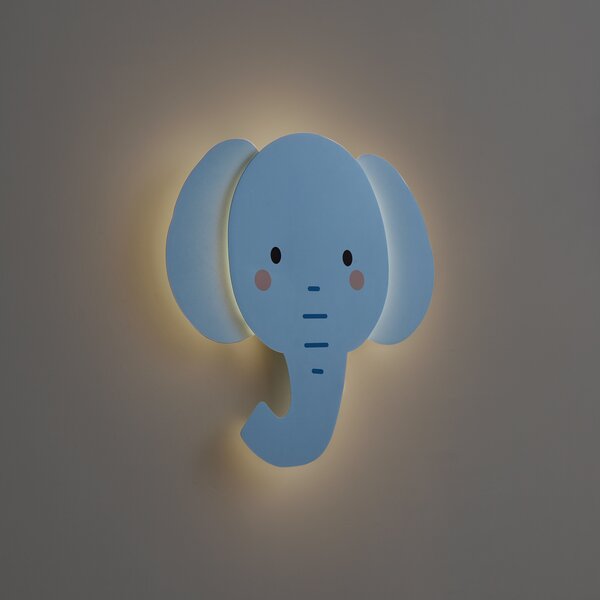Lampă de perete pentru copii albastră, incl. LED, cu 3 trepte de intensitate luminoasă - Ellie the Elephant