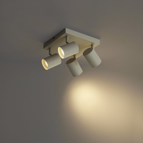 Spot modern de plafon bej cu 4 lumini reglabile - Jeana