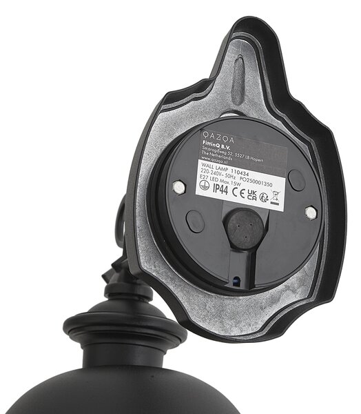 Lampă clasică de perete pentru exterior neagră cu plastic IP44 - Genoa