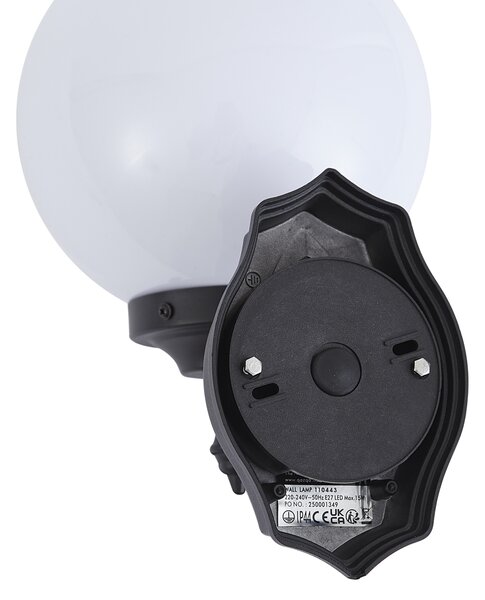 Lampă clasică de perete pentru exterior neagră cu sticlă opal IP44 - Champs