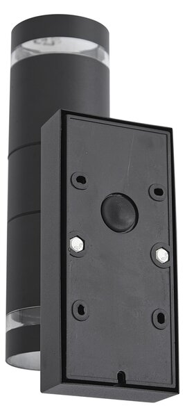 Lampă modernă de perete pentru exterior neagră cu 2 lumini IP44 cu senzor de mișcare - Dubbla