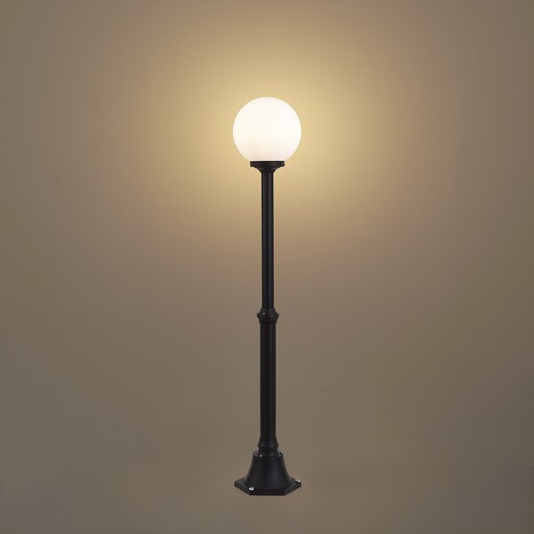 Lampă clasică de exterior neagră cu sticlă opal 210cm IP44 - Champs