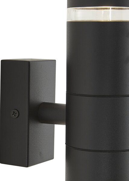 Lampă de perete modernă de exterior neagră cu 2 lumini IP44 - Dubbla