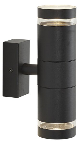 Lampă de perete modernă de exterior neagră cu 2 lumini IP44 - Dubbla