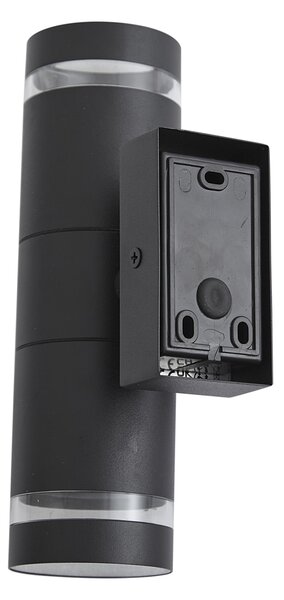 Lampă de perete modernă de exterior neagră cu 2 lumini IP44 - Dubbla