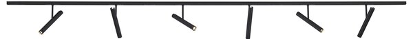Sistem de iluminat cu șină modern negru cu 6 spoturi negre monofazate - Slimline Avery